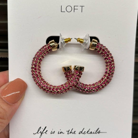 Sparkle Hoop Earrings | Loft - Picture 3 of 3